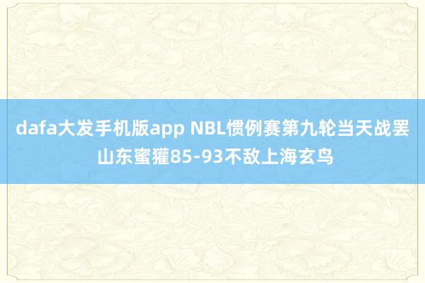 dafa大发手机版app NBL惯例赛第九轮当天战罢 山东蜜獾85-93不敌上海玄鸟