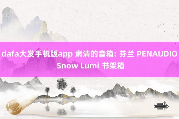 dafa大发手机版app 肃清的音箱: 芬兰 PENAUDIO Snow Lumi 书架箱