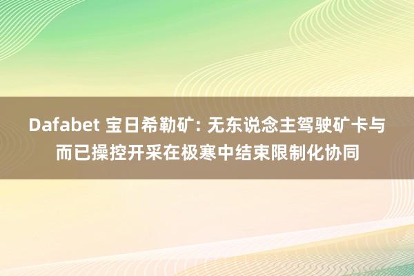 Dafabet 宝日希勒矿: 无东说念主驾驶矿卡与而已操控开采在极寒中结束限制化协同