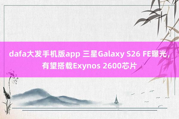 dafa大发手机版app 三星Galaxy S26 FE曝光，有望搭载Exynos 2600芯片