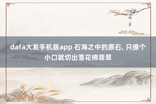 dafa大发手机版app 石海之中的原石, 只擦个小口就切出雪花棉翡翠