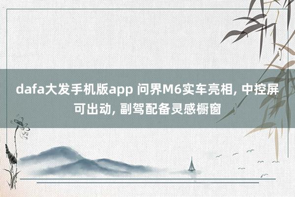 dafa大发手机版app 问界M6实车亮相, 中控屏可出动, 副驾配备灵感橱窗