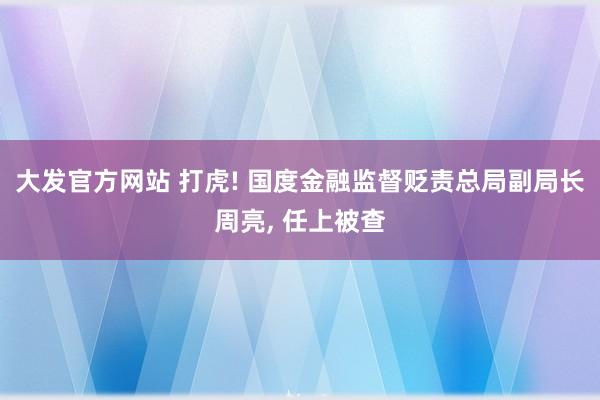 大发官方网站 打虎! 国度金融监督贬责总局副局长周亮, 任上被查