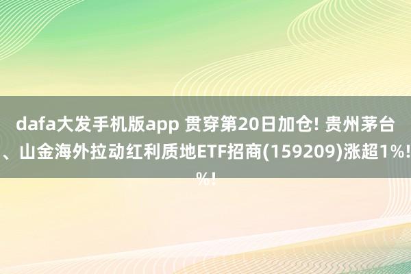 dafa大发手机版app 贯穿第20日加仓! 贵州茅台、山金海外拉动红利质地ETF招商(159209)涨超1%!