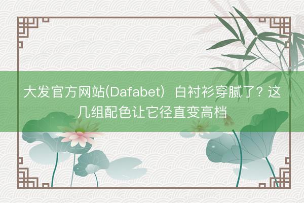 大发官方网站(Dafabet)  白衬衫穿腻了? 这几组配色让它径直变高档
