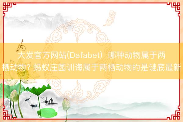 大发官方网站(Dafabet)  哪种动物属于两栖动物? 蚂蚁庄园训诲属于两栖动物的是谜底最新