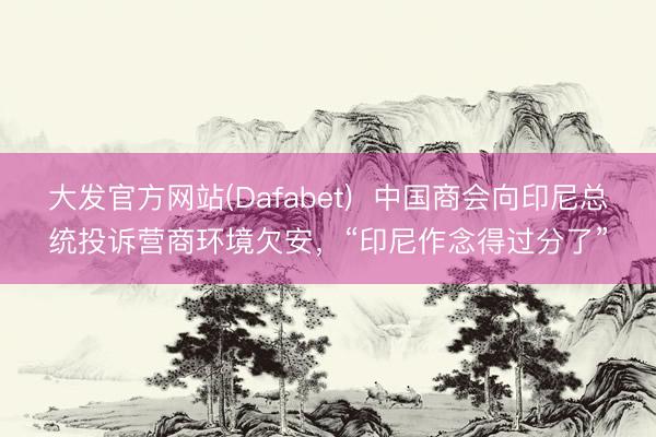 大发官方网站(Dafabet)  中国商会向印尼总统投诉营商环境欠安，“印尼作念得过分了”